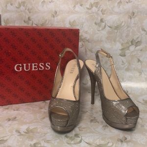 Guess Gold Platform Heels